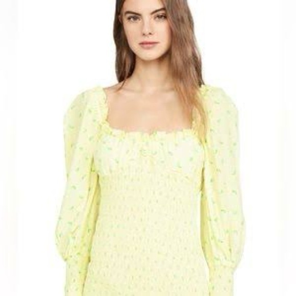 Faithfull the Brand Gombardy Mini Dress Bisset Yellow Floral Print (17) - Picture 5 of 8